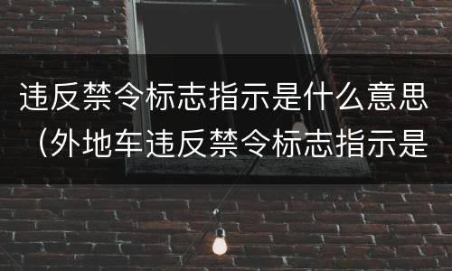 违反禁令标志指示是什么意思（外地车违反禁令标志指示是什么意思）