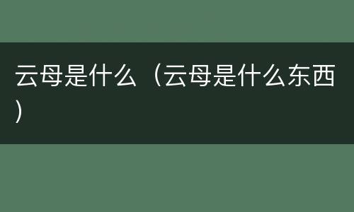 云母是什么（云母是什么东西）