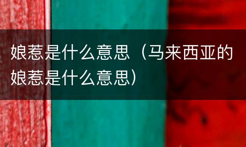 娘惹是什么意思（马来西亚的娘惹是什么意思）