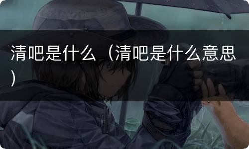 清吧是什么（清吧是什么意思）