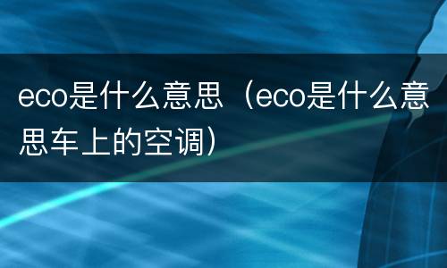 eco是什么意思（eco是什么意思车上的空调）
