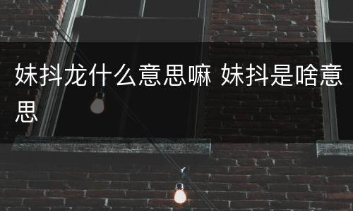妹抖龙什么意思嘛 妹抖是啥意思