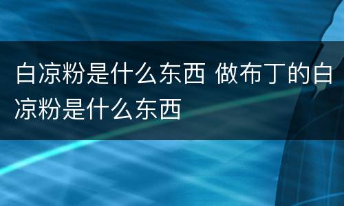 白凉粉是什么东西 做布丁的白凉粉是什么东西