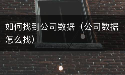 如何找到公司数据（公司数据怎么找）
