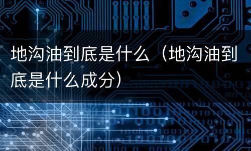 地沟油到底是什么（地沟油到底是什么成分）