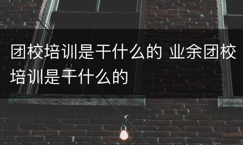 团校培训是干什么的 业余团校培训是干什么的