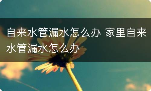 自来水管漏水怎么办 家里自来水管漏水怎么办