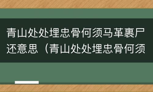 青山处处埋忠骨何须马革裹尸还意思（青山处处埋忠骨何须马革裹尸还意思20字）