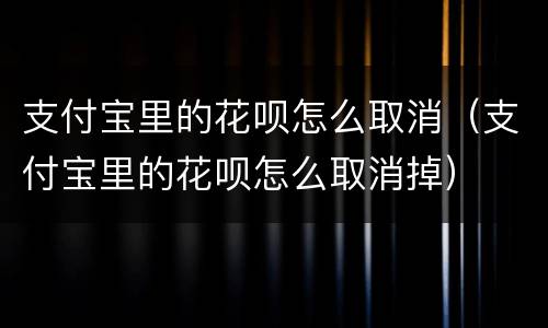 支付宝里的花呗怎么取消（支付宝里的花呗怎么取消掉）