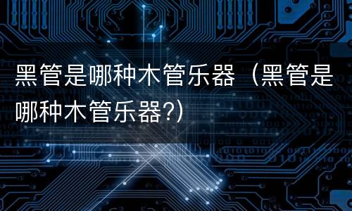 黑管是哪种木管乐器（黑管是哪种木管乐器?）