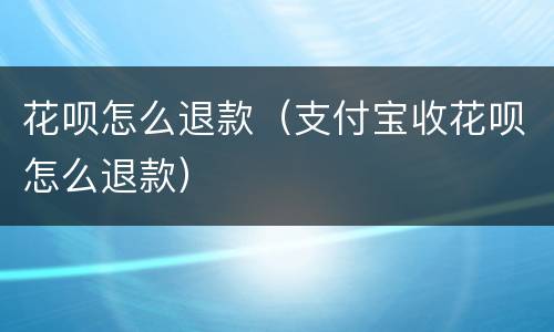 花呗怎么退款（支付宝收花呗怎么退款）