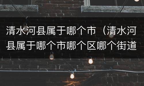 清水河县属于哪个市（清水河县属于哪个市哪个区哪个街道）