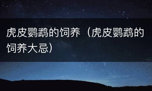 虎皮鹦鹉的饲养（虎皮鹦鹉的饲养大忌）