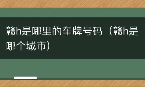 赣h是哪里的车牌号码（赣h是哪个城市）
