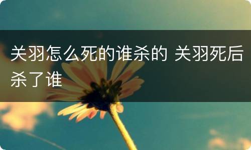 关羽怎么死的谁杀的 关羽死后杀了谁