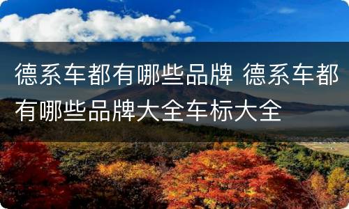 德系车都有哪些品牌 德系车都有哪些品牌大全车标大全
