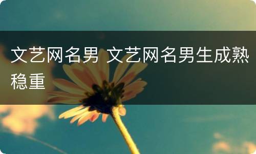 文艺网名男 文艺网名男生成熟稳重