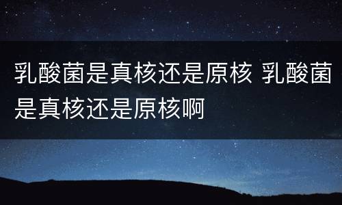 乳酸菌是真核还是原核 乳酸菌是真核还是原核啊