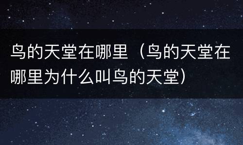 鸟的天堂在哪里（鸟的天堂在哪里为什么叫鸟的天堂）