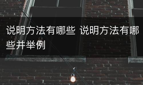 说明方法有哪些 说明方法有哪些并举例