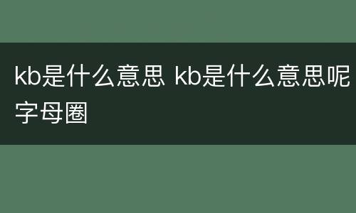 kb是什么意思 kb是什么意思呢字母圈