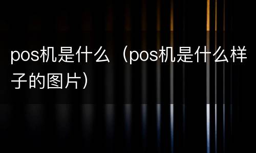 pos机是什么（pos机是什么样子的图片）