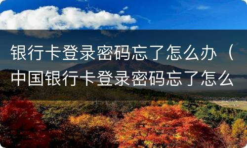 银行卡登录密码忘了怎么办（中国银行卡登录密码忘了怎么办）
