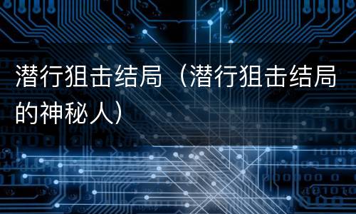潜行狙击结局（潜行狙击结局的神秘人）
