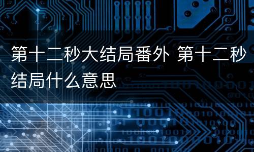 第十二秒大结局番外 第十二秒结局什么意思