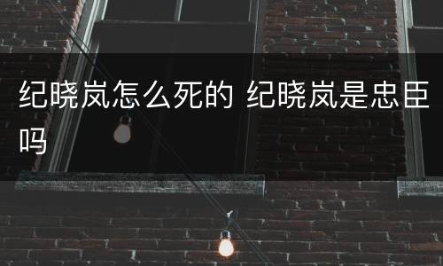 纪晓岚怎么死的 纪晓岚是忠臣吗