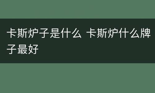 卡斯炉子是什么 卡斯炉什么牌子最好
