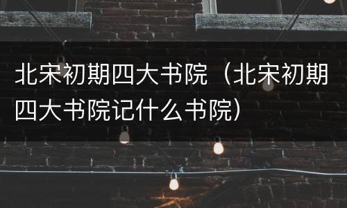 北宋初期四大书院（北宋初期四大书院记什么书院）