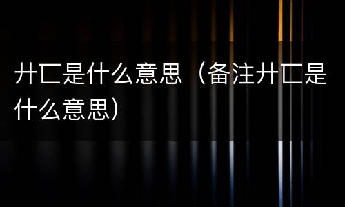 廾匸是什么意思（备注廾匸是什么意思）