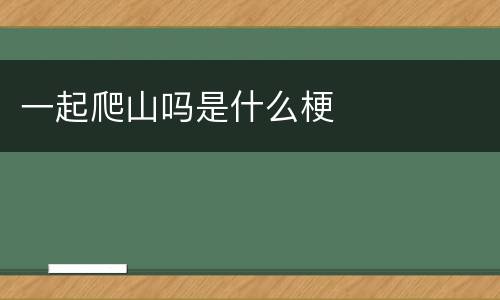 一起爬山吗是什么梗