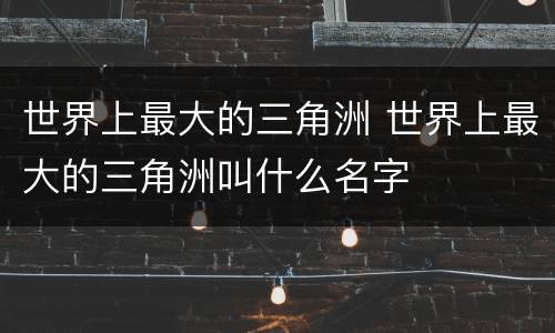 世界上最大的三角洲 世界上最大的三角洲叫什么名字