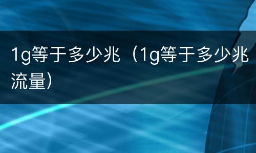 1g等于多少兆（1g等于多少兆流量）