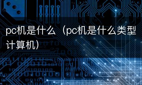 pc机是什么（pc机是什么类型计算机）