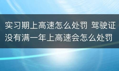 实习期上高速怎么处罚 驾驶证没有满一年上高速会怎么处罚