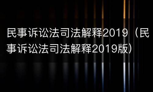 民事诉讼法司法解释2019（民事诉讼法司法解释2019版）