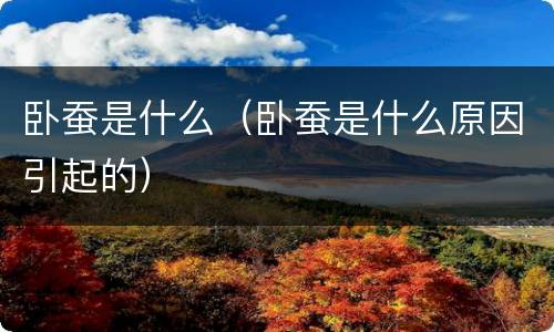 卧蚕是什么（卧蚕是什么原因引起的）