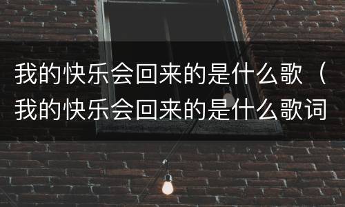 我的快乐会回来的是什么歌（我的快乐会回来的是什么歌词的歌名）