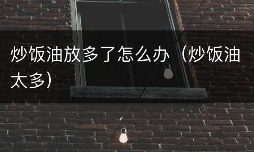 炒饭油放多了怎么办（炒饭油太多）