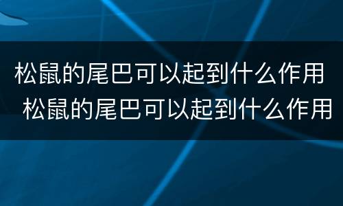 松鼠的尾巴可以起到什么作用 松鼠的尾巴可以起到什么作用