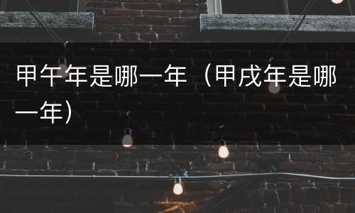 甲午年是哪一年（甲戌年是哪一年）