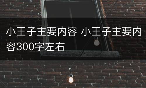 小王子主要内容 小王子主要内容300字左右