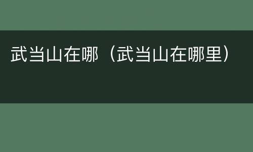 武当山在哪（武当山在哪里）