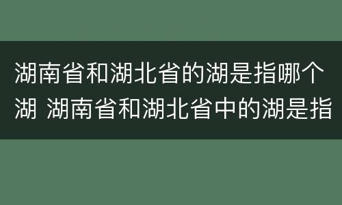 湖南省和湖北省的湖是指哪个湖 湖南省和湖北省中的湖是指