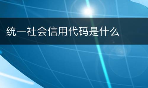 统一社会信用代码是什么