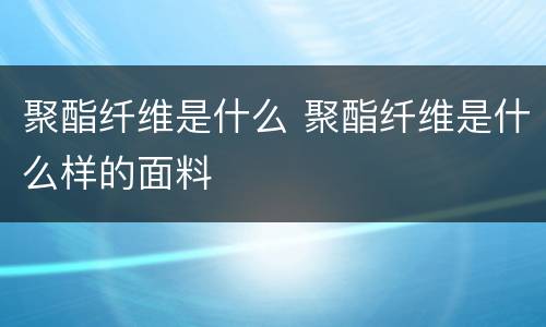 聚酯纤维是什么 聚酯纤维是什么样的面料