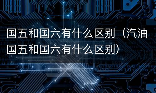国五和国六有什么区别（汽油国五和国六有什么区别）